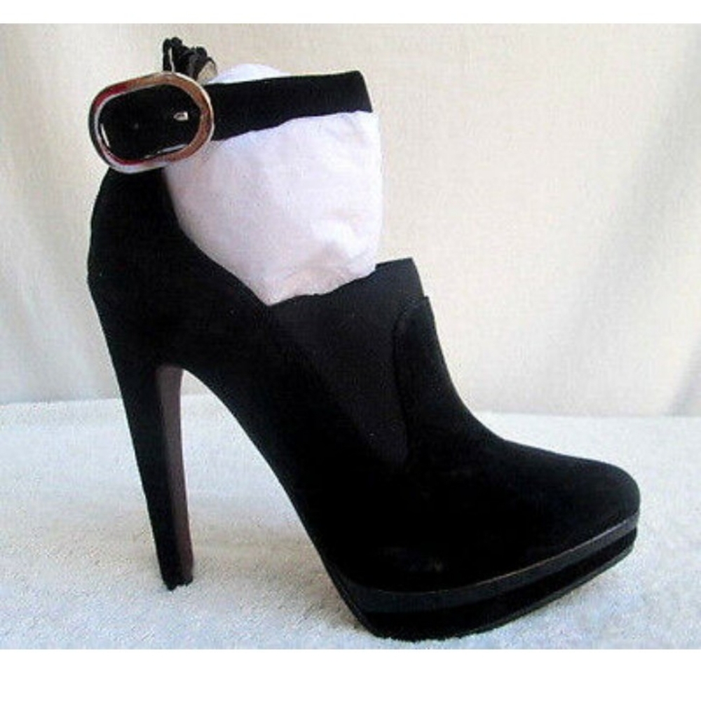 Bellini Ankle Strap Suede Stiletto Platform Heels